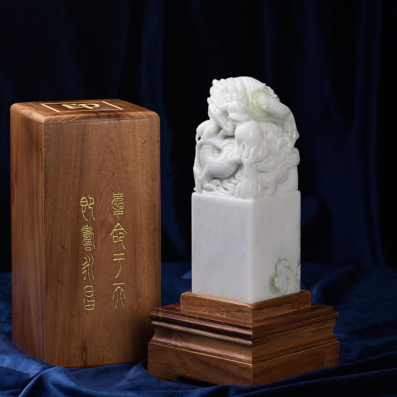 藍田玉玉璽-九龍玉璽印章-贈送馬云同款